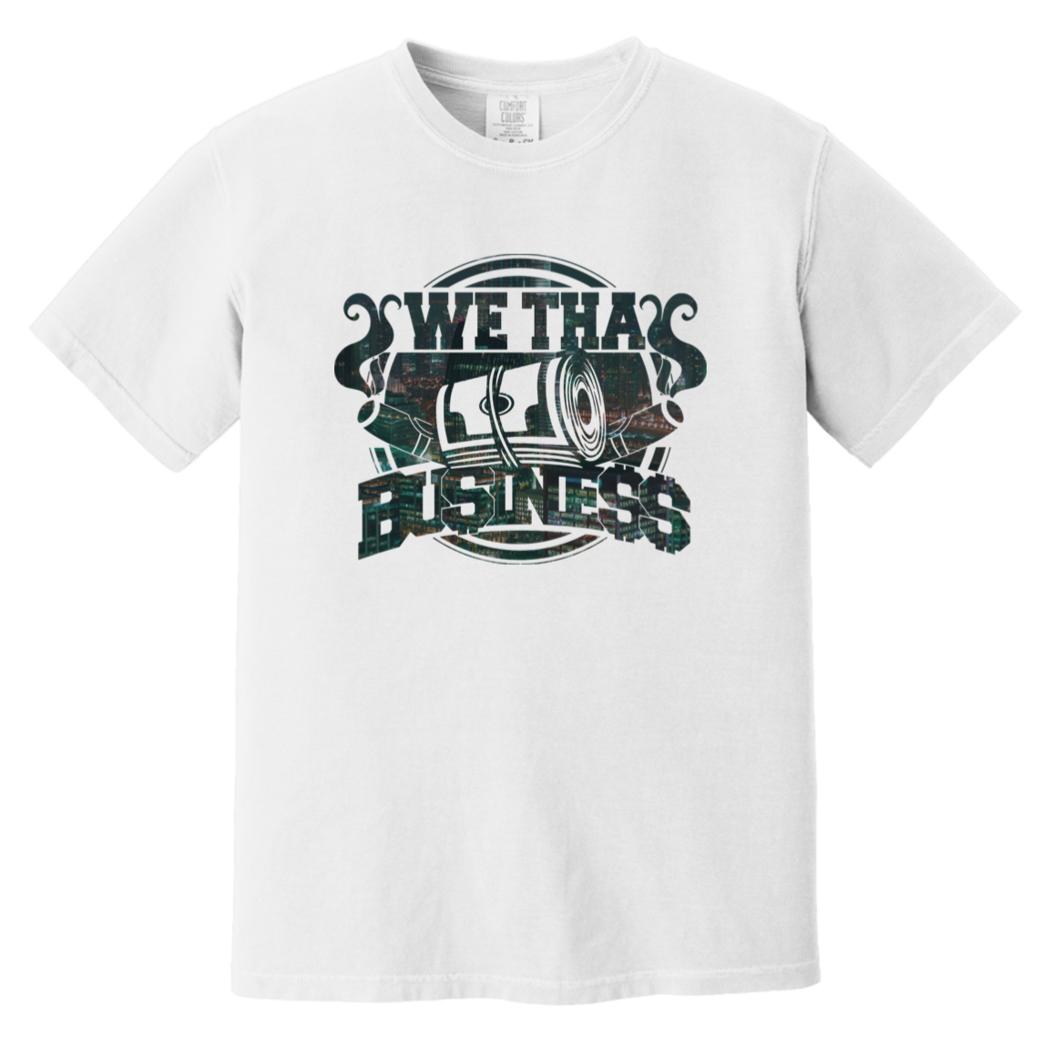 We Tha Business Classic Logo T-Shirt white tee with black logo front, premium streetwear apparel