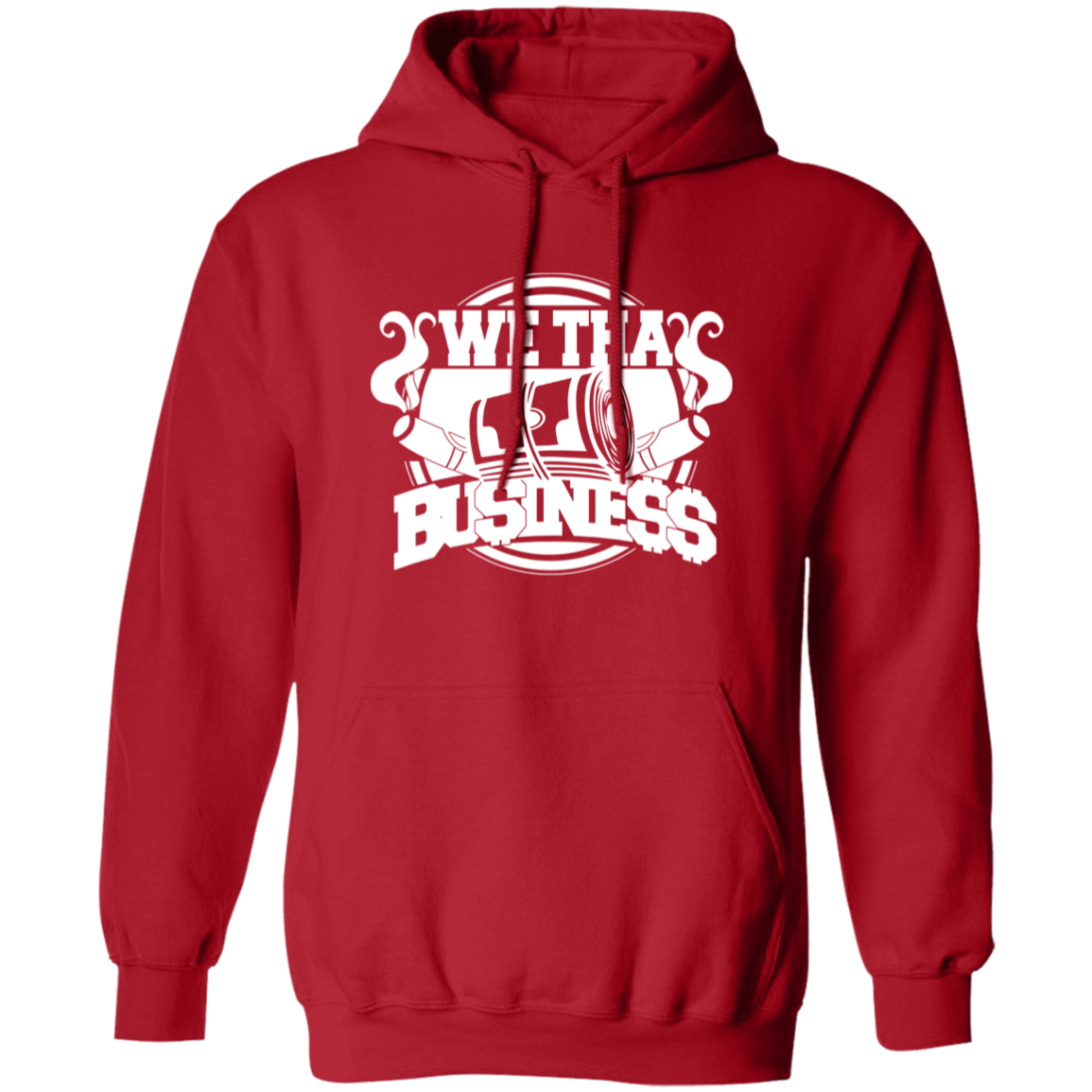 We Tha Business Classic Logo pullover hoodie in red with bold white front logo