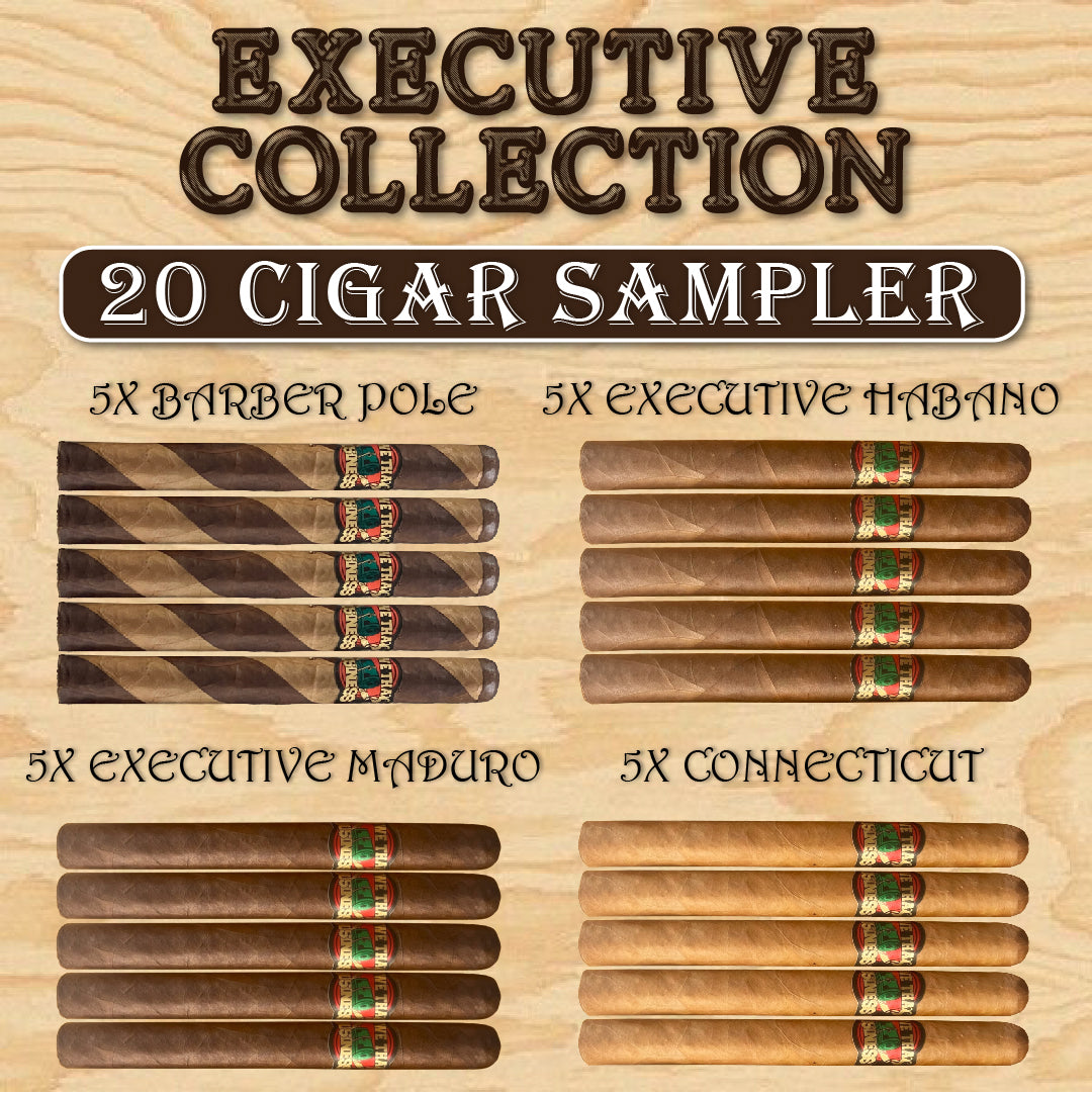 Executive 20-Cigar Sampler box with Maduro, Habano, Connecticut and Barber Pole blends