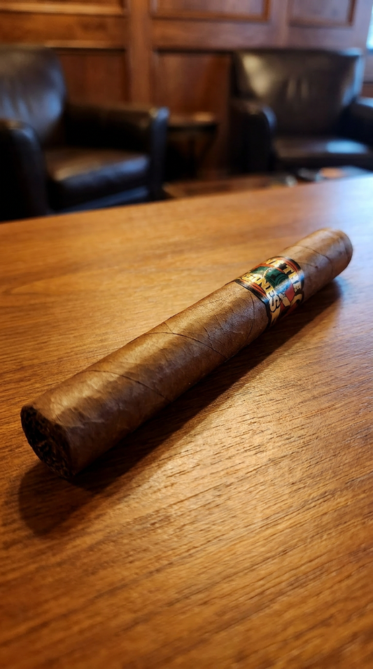 We Tha Business Executive Habano 7 x 48 Churchill cigar on a wooden table